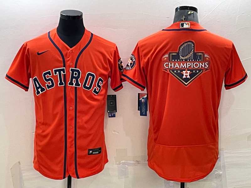 Men%27s Houston Astros Orange Champions Big Logo Stitched MLB Flex Base Nike Jersey